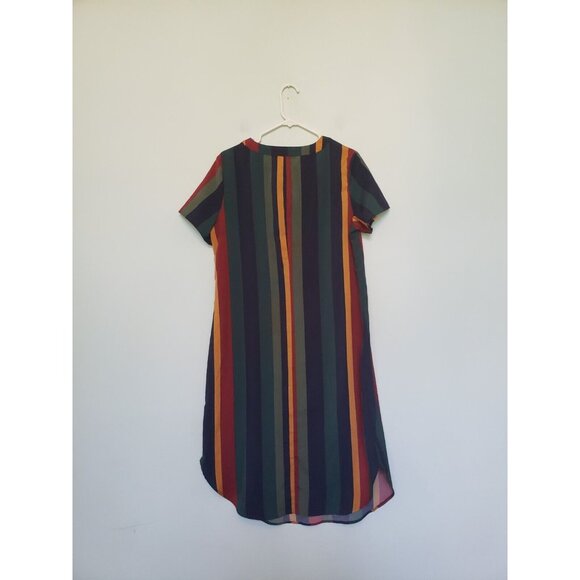 Emery Rose Womens L Shirt Dress Striped Bold V Neck Casual Spring Summer Preppy - Picture 2 of 6